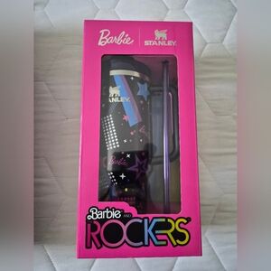 Stanley Barbie Rockers Travel Mug with Straw - Pink and Black